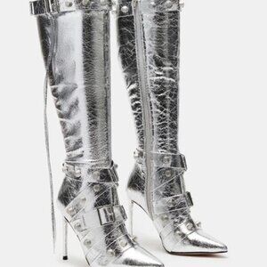 STEVE MADDEN - FINK - TALL BOOTS - SILVER